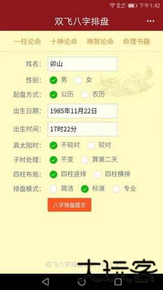 双飞八字排盘